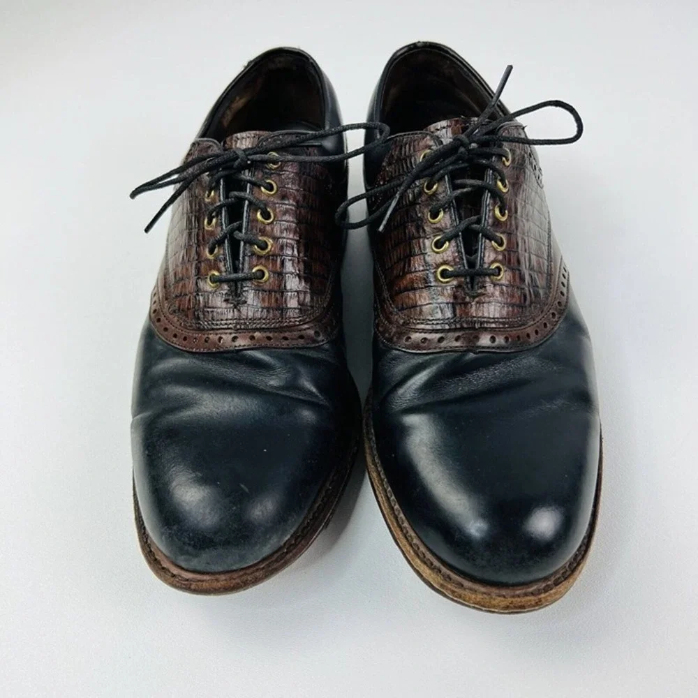 FootJoy Premiere Classics Dry Black w/ Brown Lizard Golf Shoes Mens Size 10 C‎